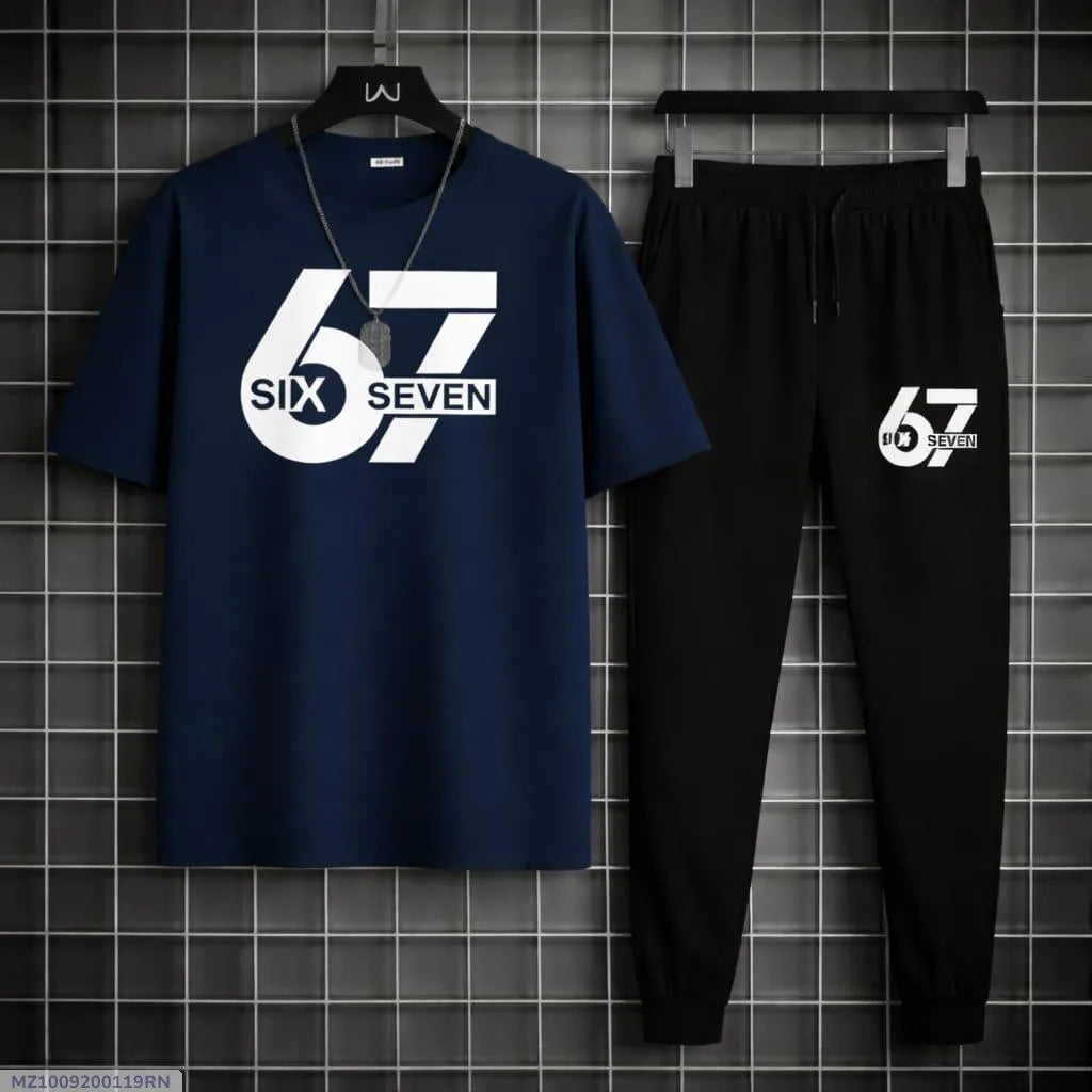 Men Printed 2-Piece Track Suit Blue Black