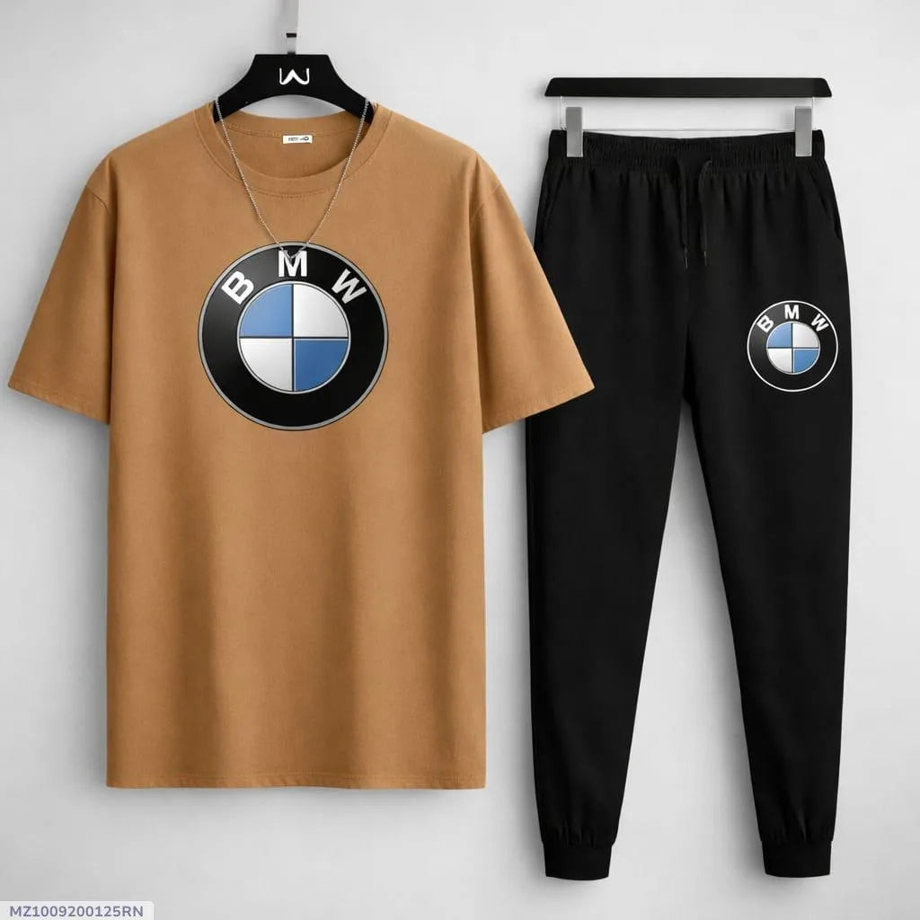Men BMW Printed Track Suit Brown Black Joggers Set