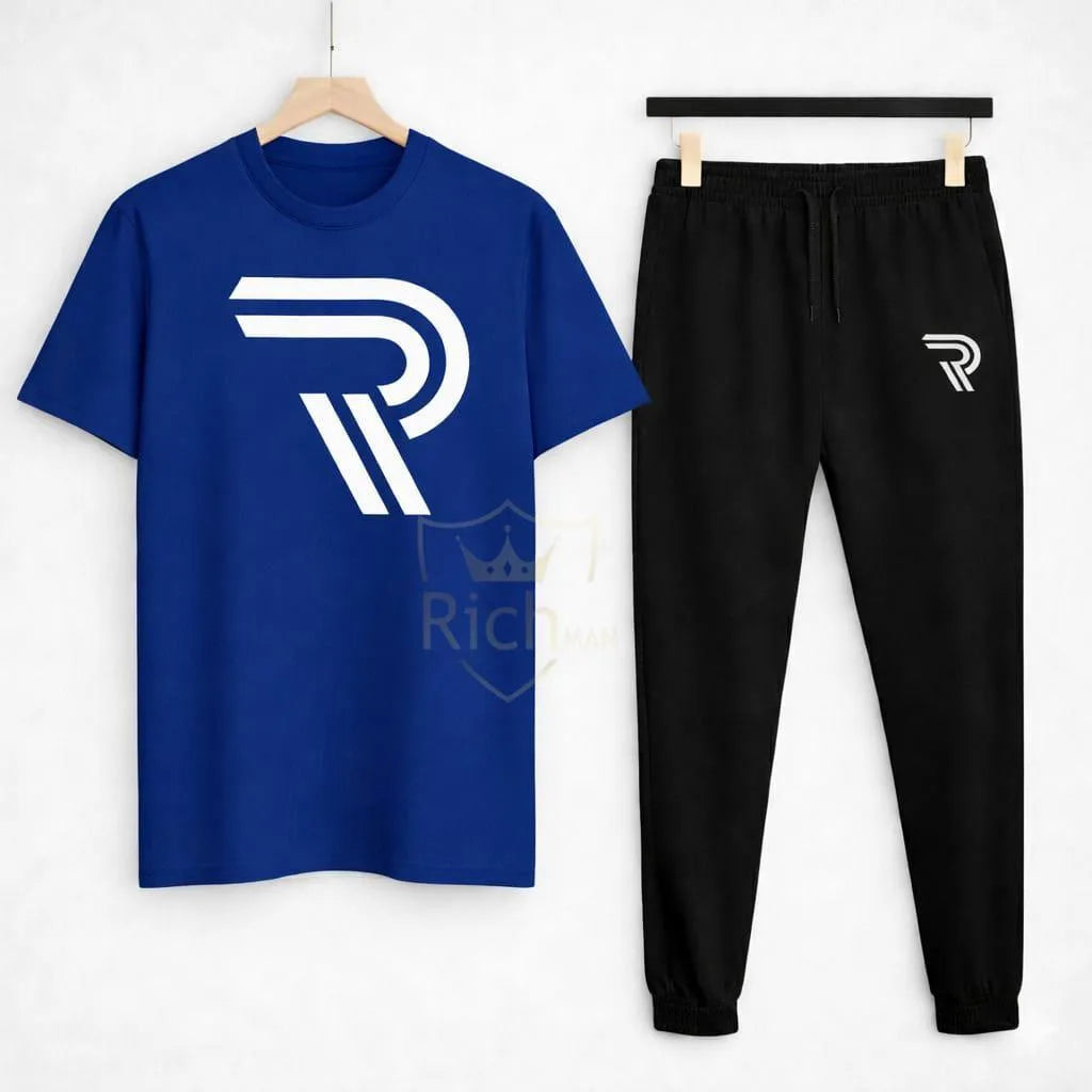 Men Blue R-Logo Cotton Track Suit XL to 2XL