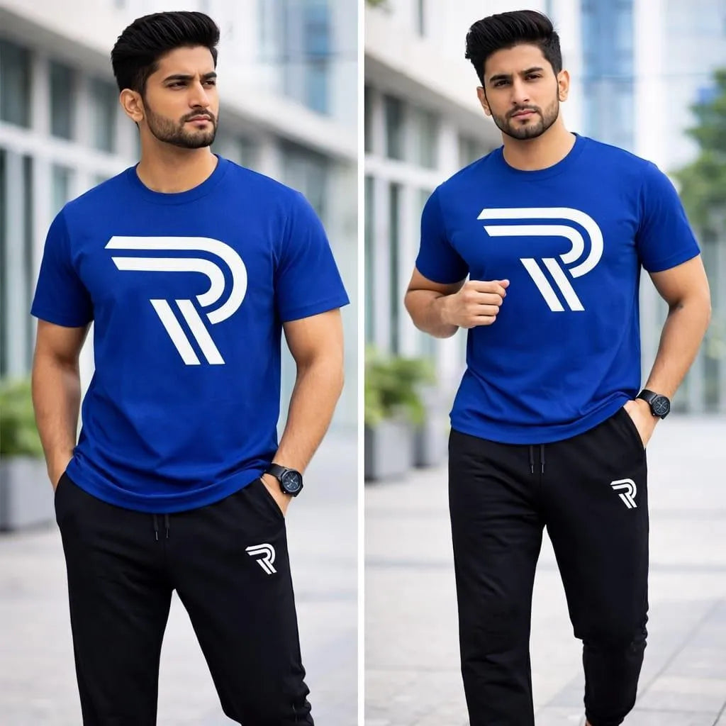 Men Blue R-Logo Cotton Track Suit XL to 2XL