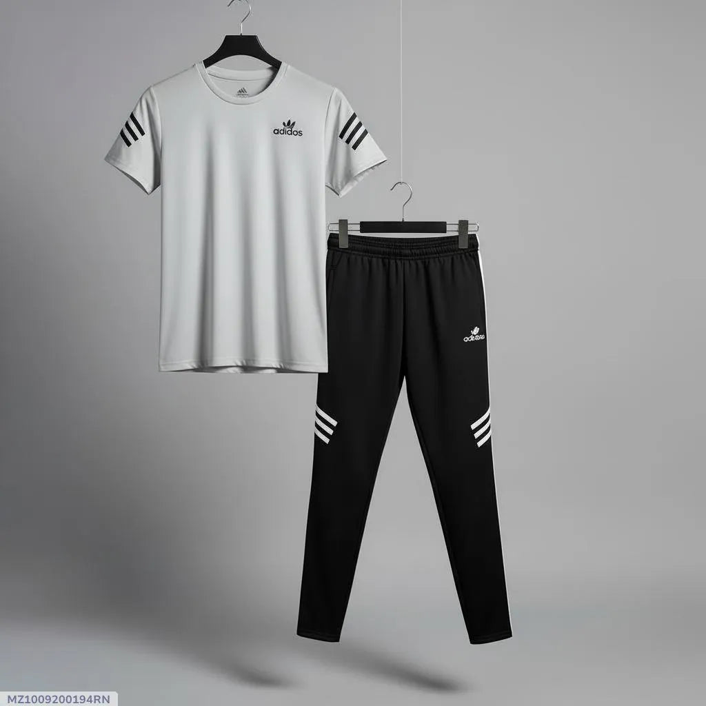 Men Printed Track Suit Grey 2Pcs Medium to XL
