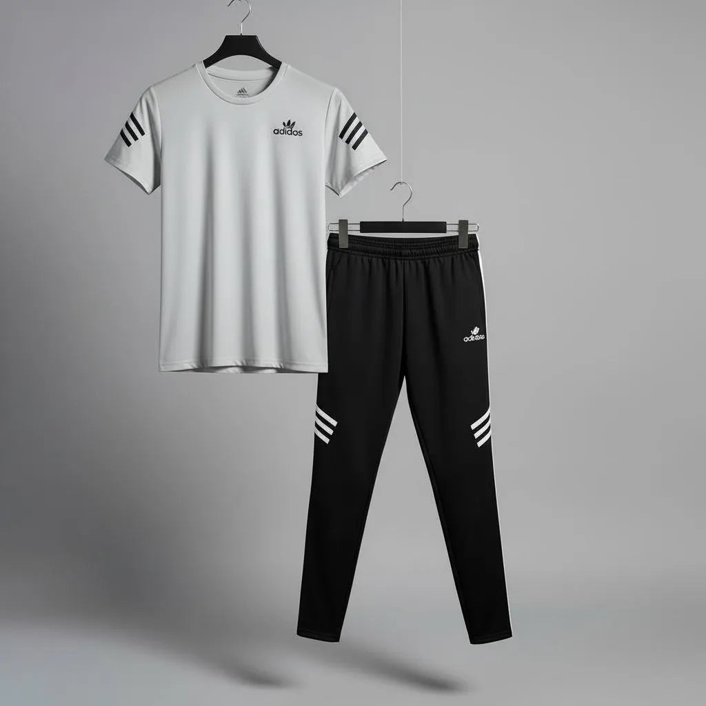 Men Printed Track Suit Grey 2Pcs Medium to XL
