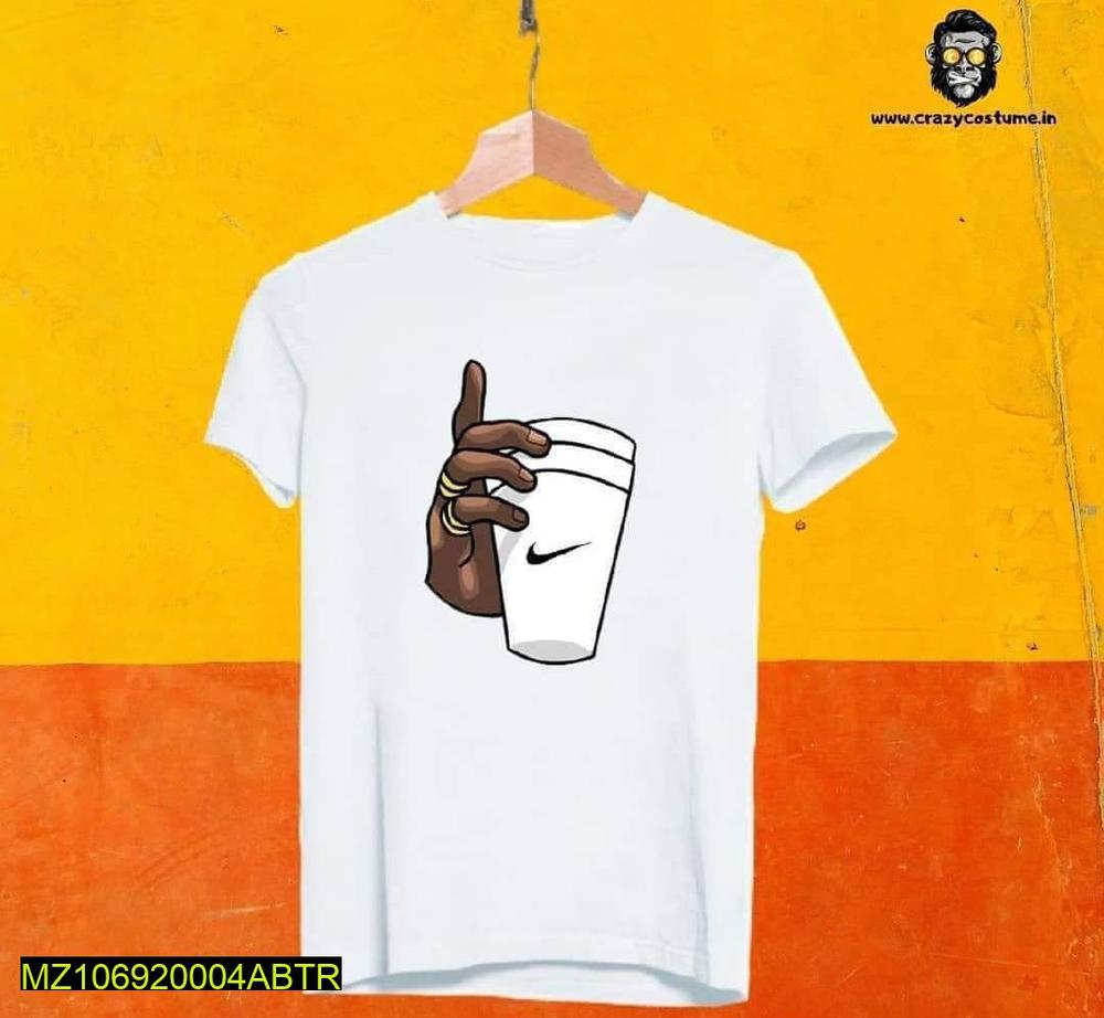 Men Printed T-Shirt with Cup Graphic Medium to XL