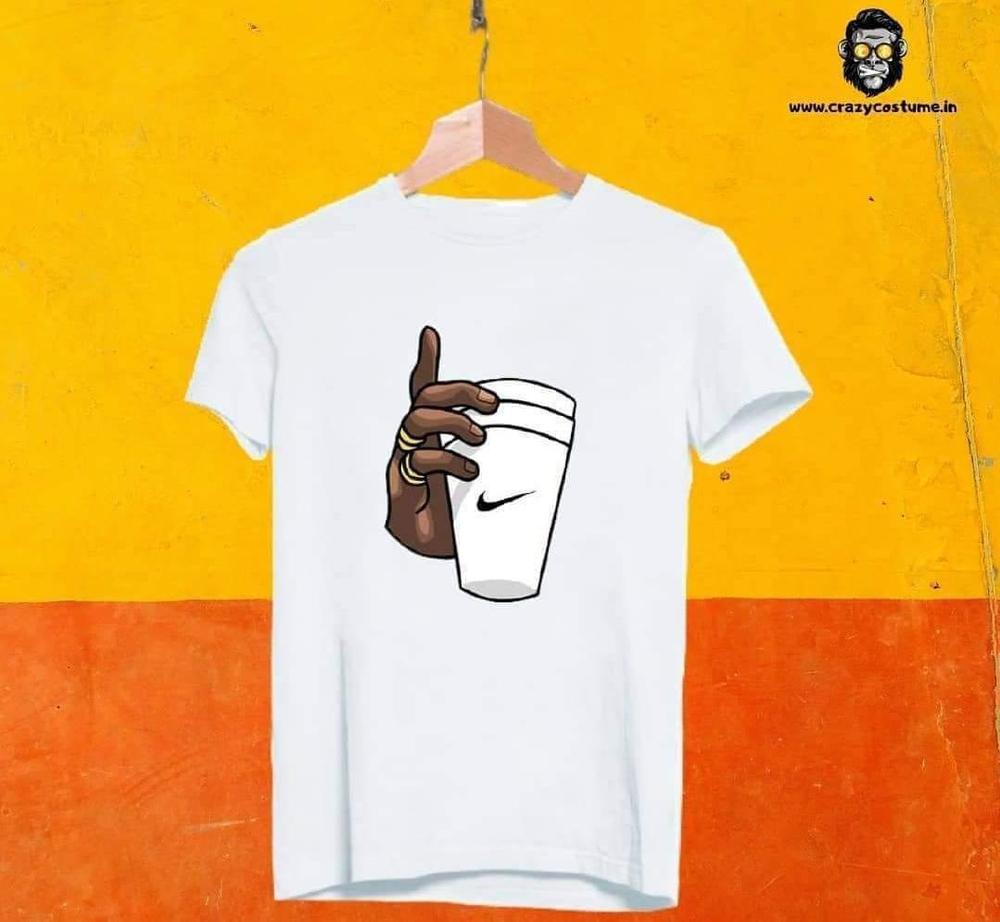 Men Printed T-Shirt with Cup Graphic Medium to XL
