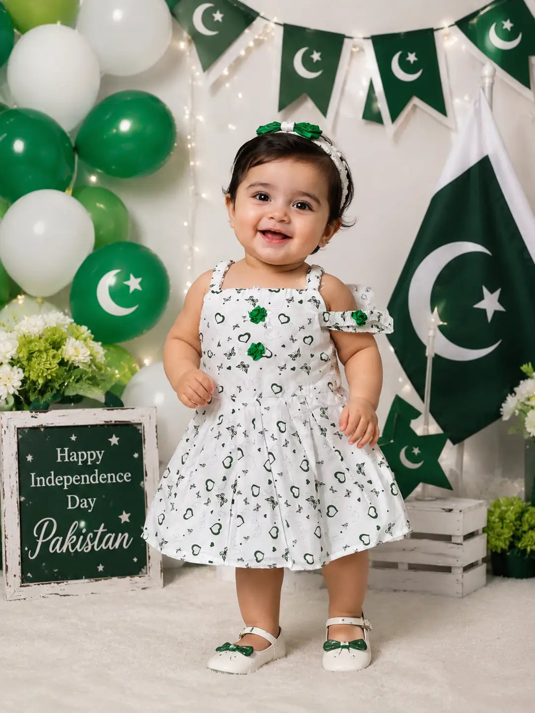 14 August 2 Pcs Girl's Fancy Frock And Trouser Set