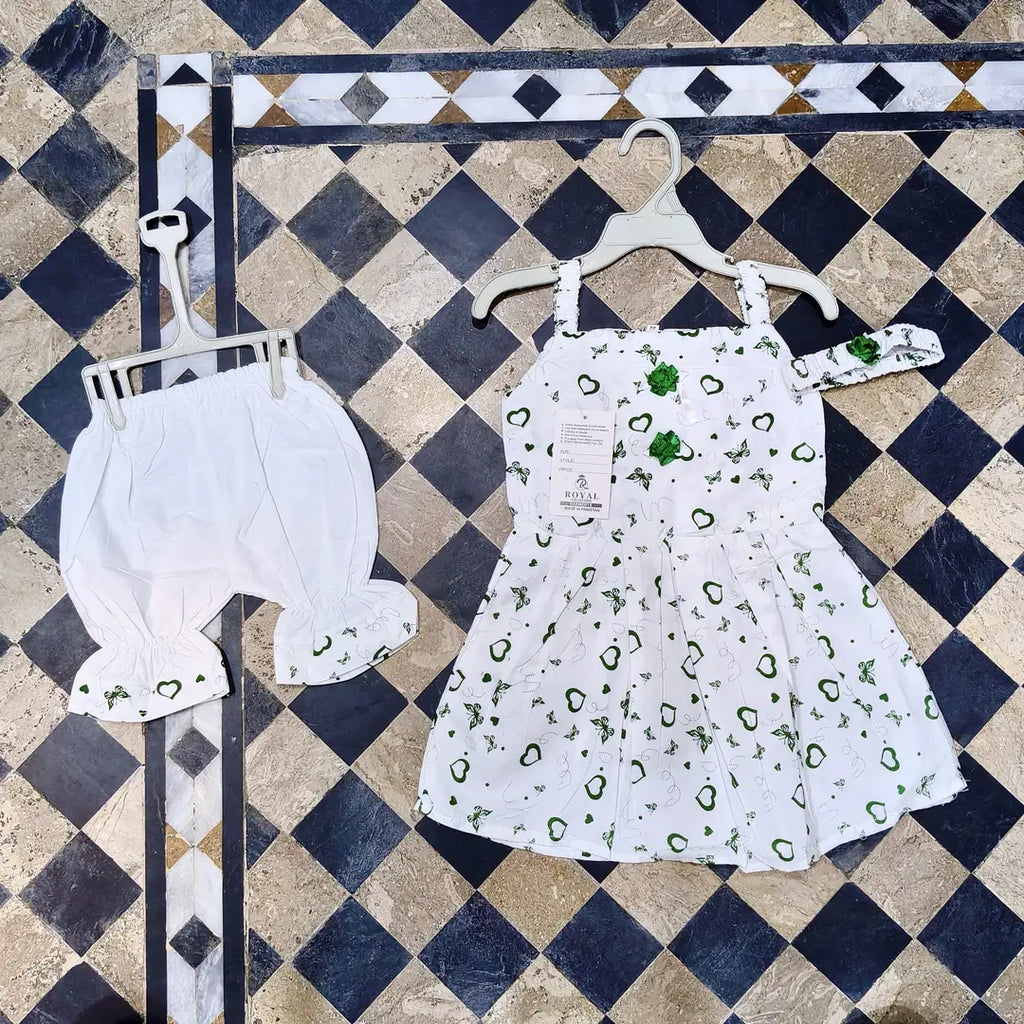 14 August 2 Pcs Girl's Fancy Frock And Trouser Set