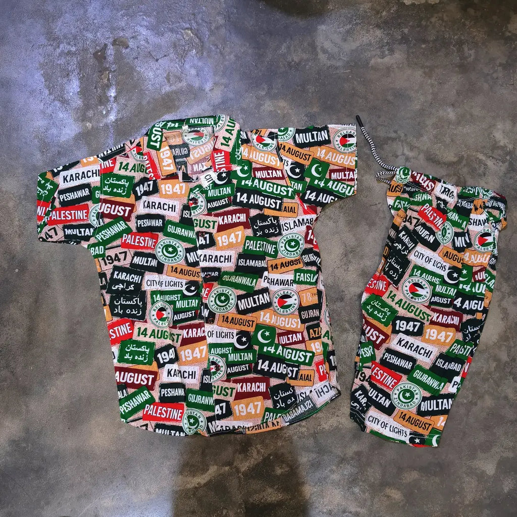 14 August 2 Pcs Dhanak Shirt And Shorts Set 3 to 8 Year Boys