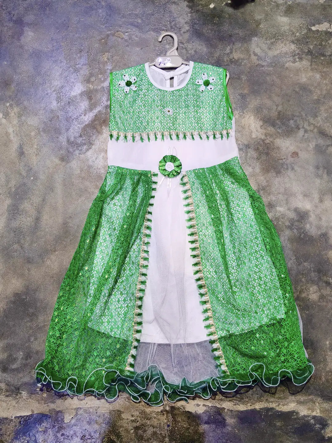 14 August 2 Pcs Girl's Fancy Embroidered Frock And Trouser Set