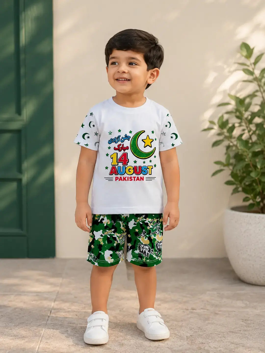 14th August  Boy's Printed Shirt & Short  Set