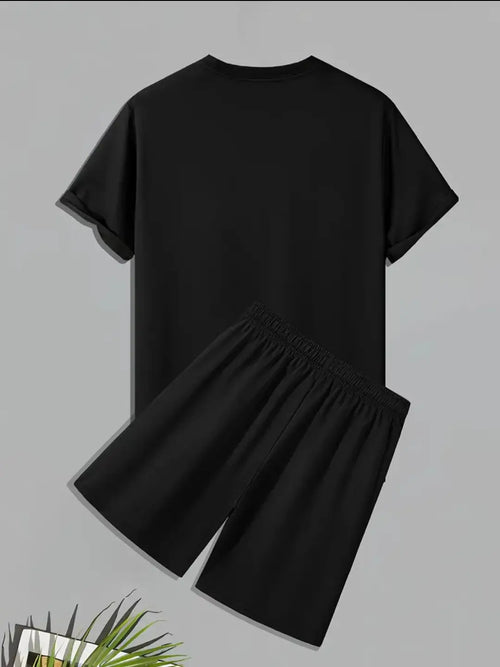 1 Pc Men's Polyester Printed T-Shirt & Shorts Tracksuit
