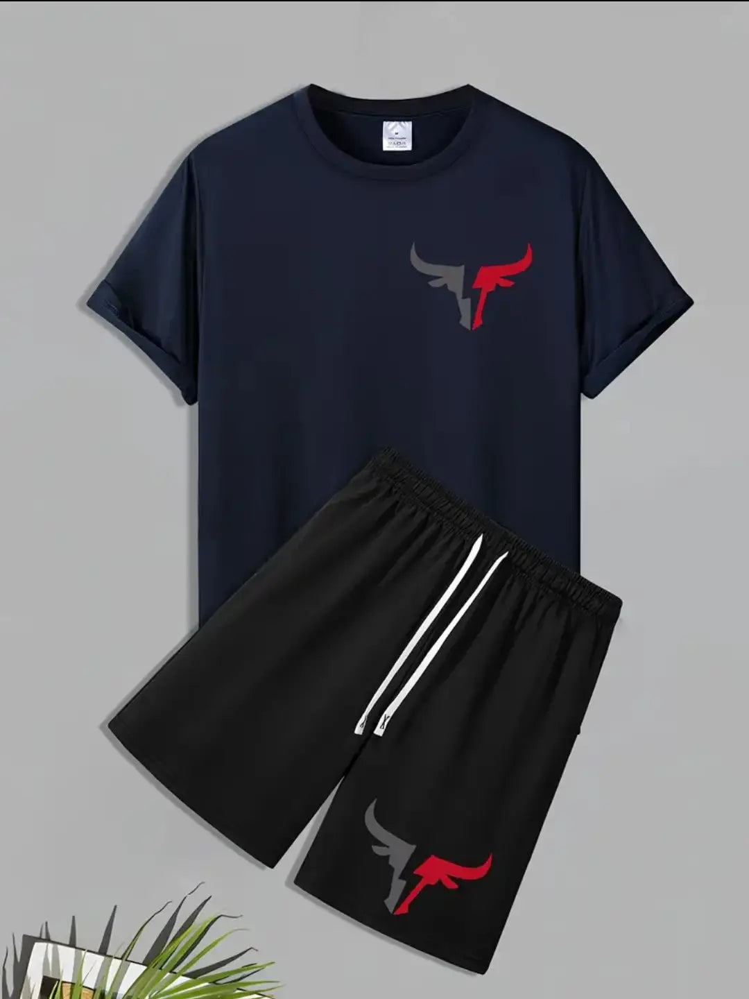 1 Pc Men's Polyester Printed T-Shirt & Shorts Tracksuit