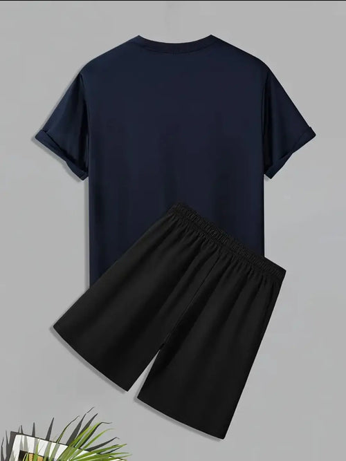 1 Pc Men's Polyester Printed T-Shirt & Shorts Tracksuit