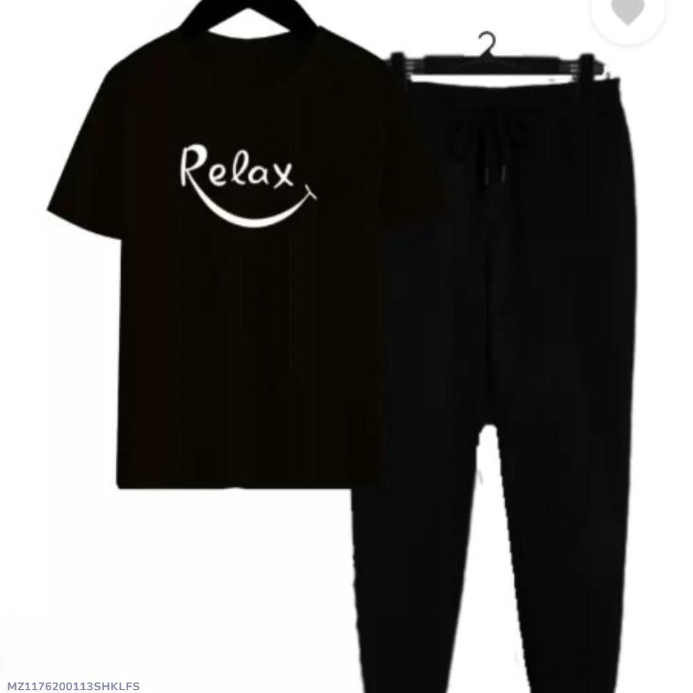 2 Pcs Men's Cotton Jersey Printed Track Suit