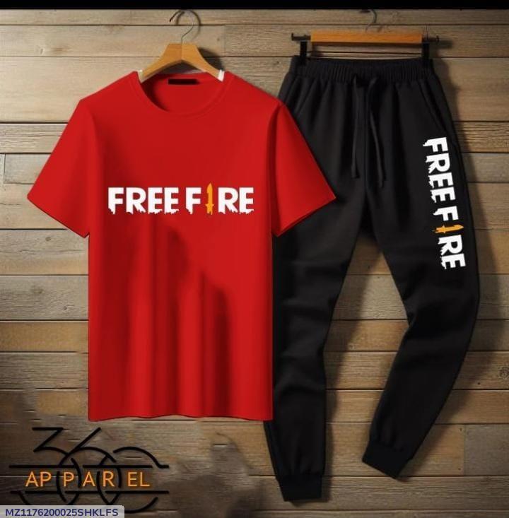 2 Pcs Men's Cotton Jersey Printed Track Suit