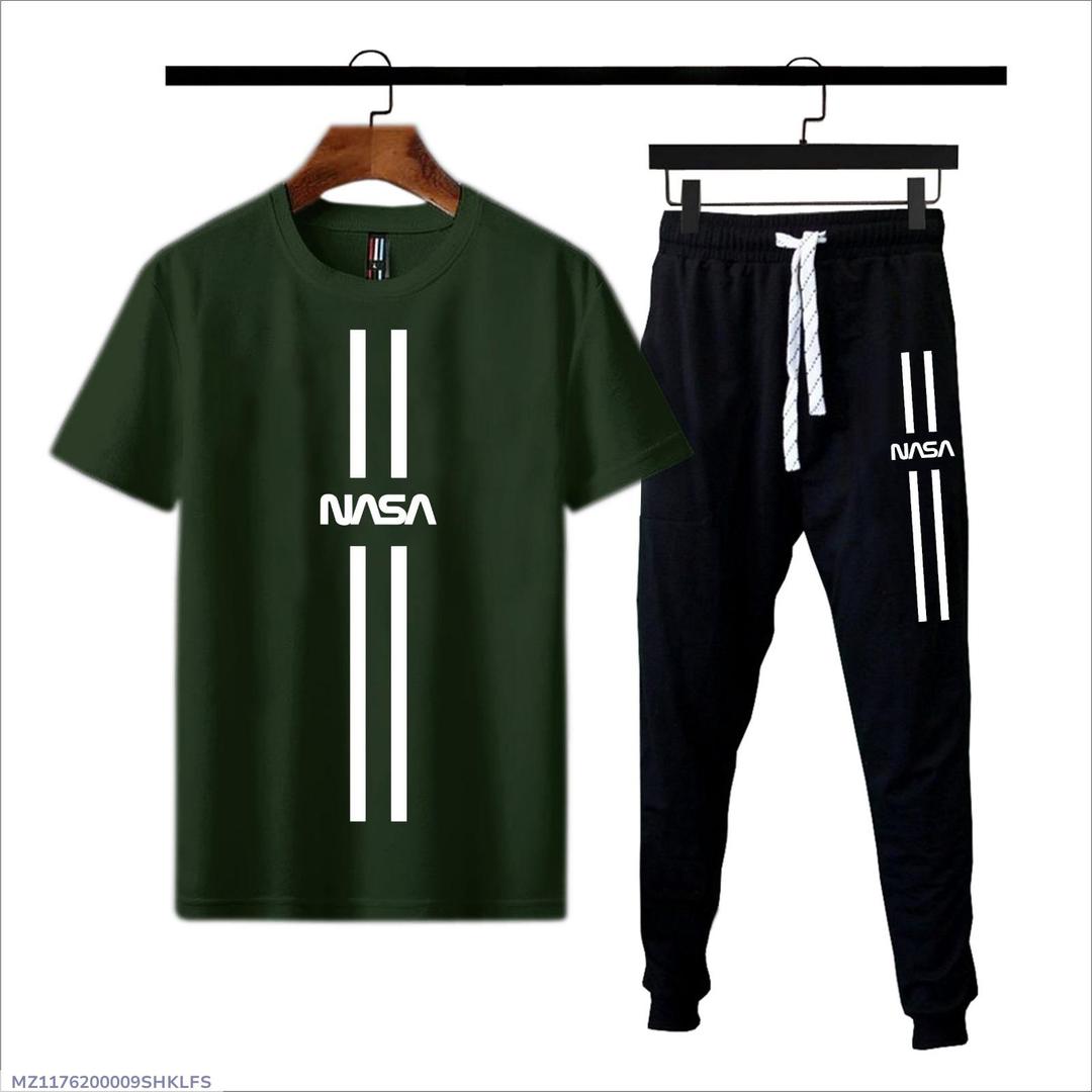 2 Pcs Men's Cotton Jersey Printed Track Suit