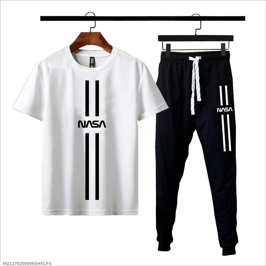2 Pcs Men's Cotton Jersey Printed Track Suit
