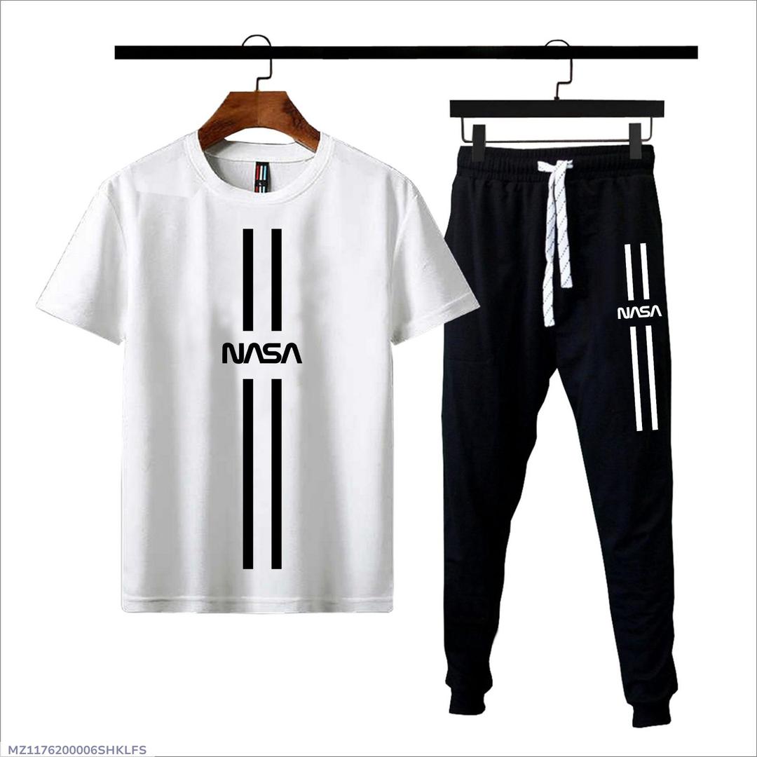 2 Pcs Men's Cotton Jersey Printed Track Suit