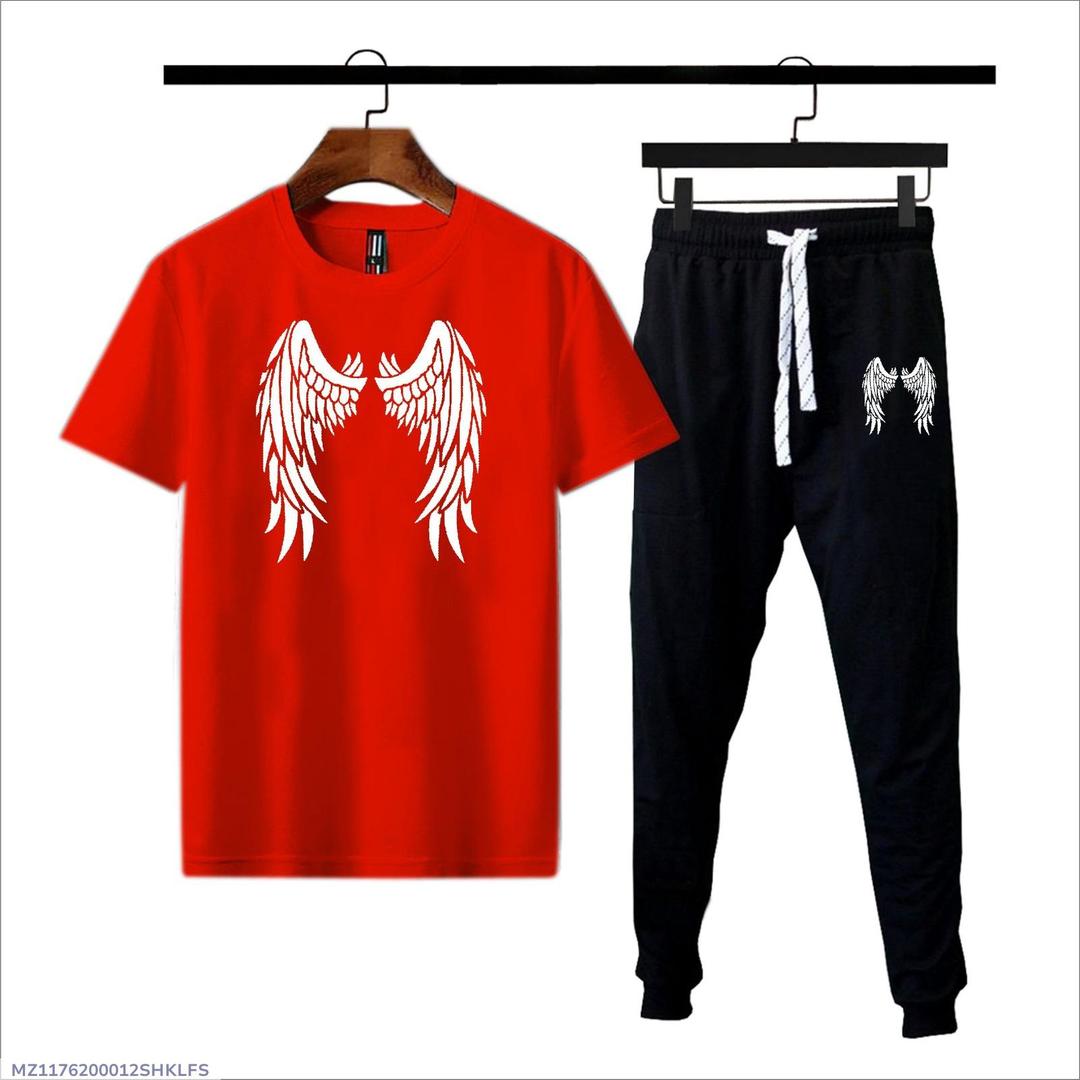 2 Pcs Men's Cotton Jersey Printed Track Suit