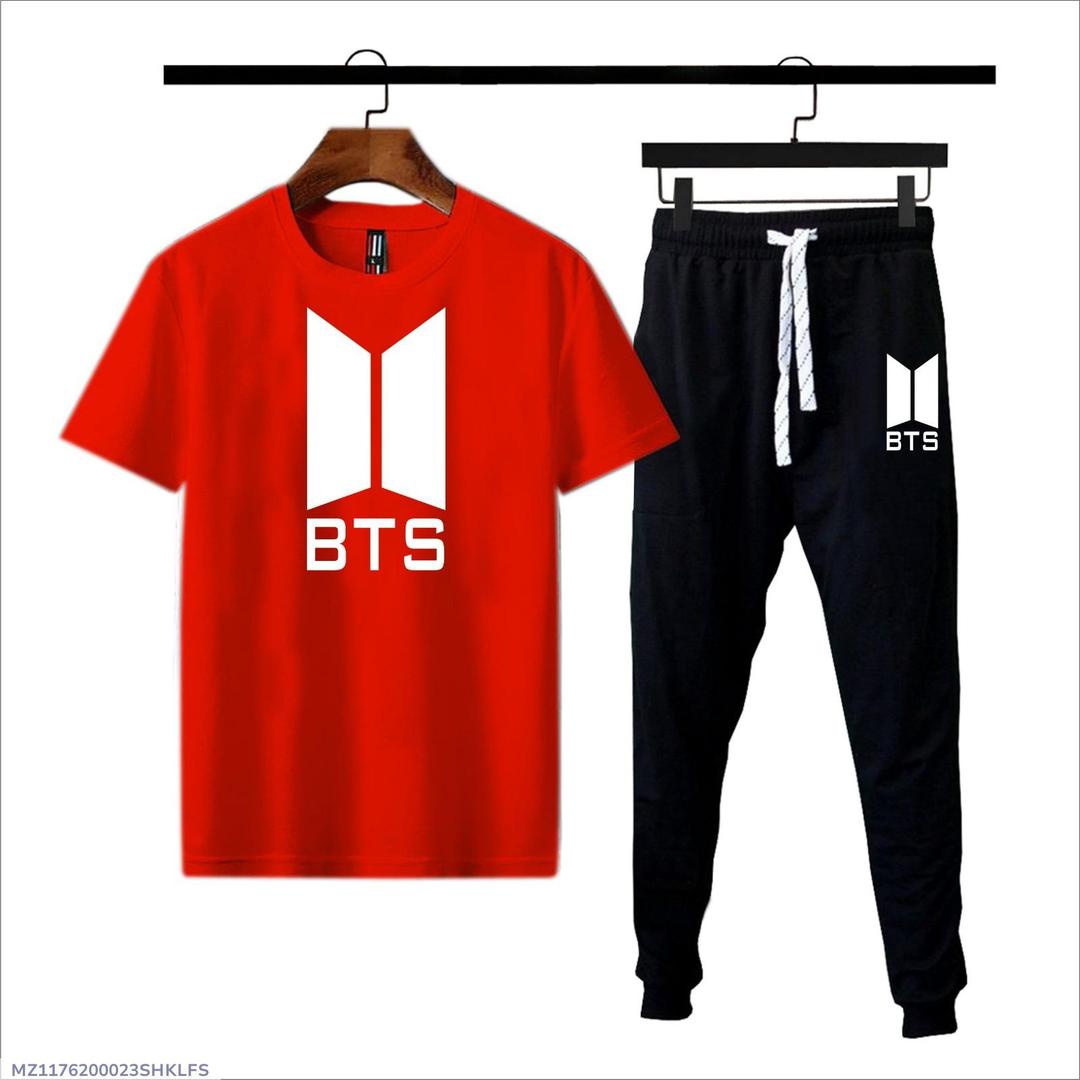 2 Pcs Men's Cotton Jersey Printed Track Suit