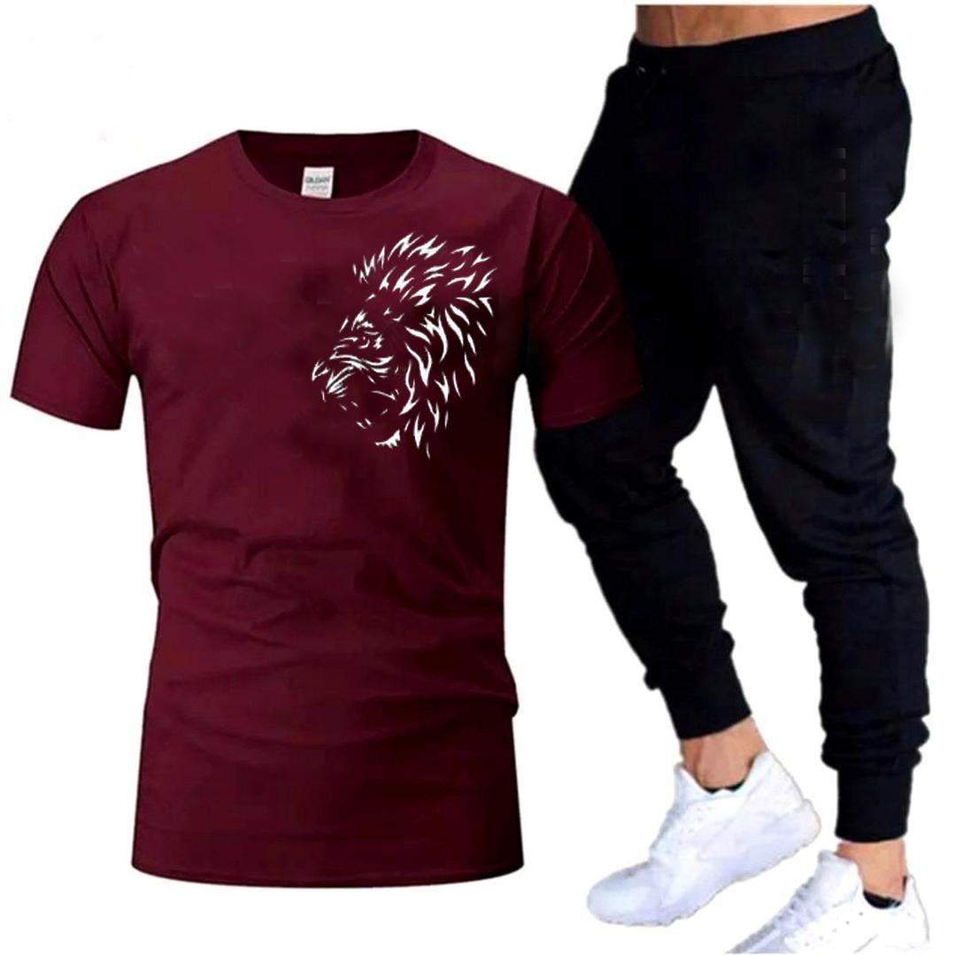 2 Pcs Men's Cotton Jersey Printed Track Suit