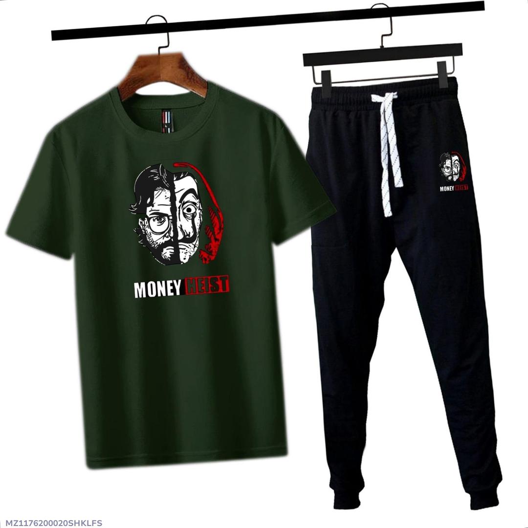 2 Pcs Men's Cotton Jersey Printed Track Suit