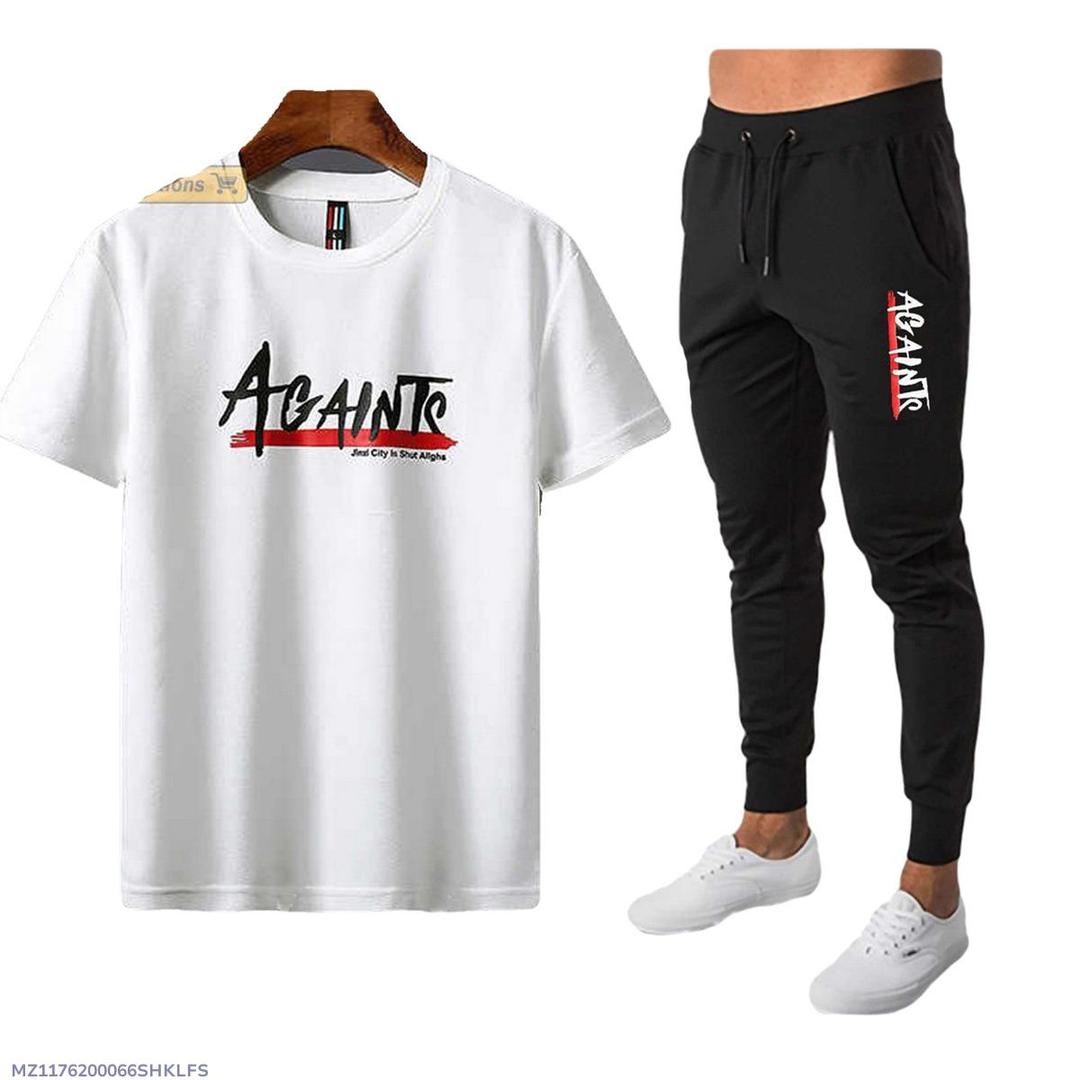2 Pcs Men's Cotton Jersey Printed Track Suit
