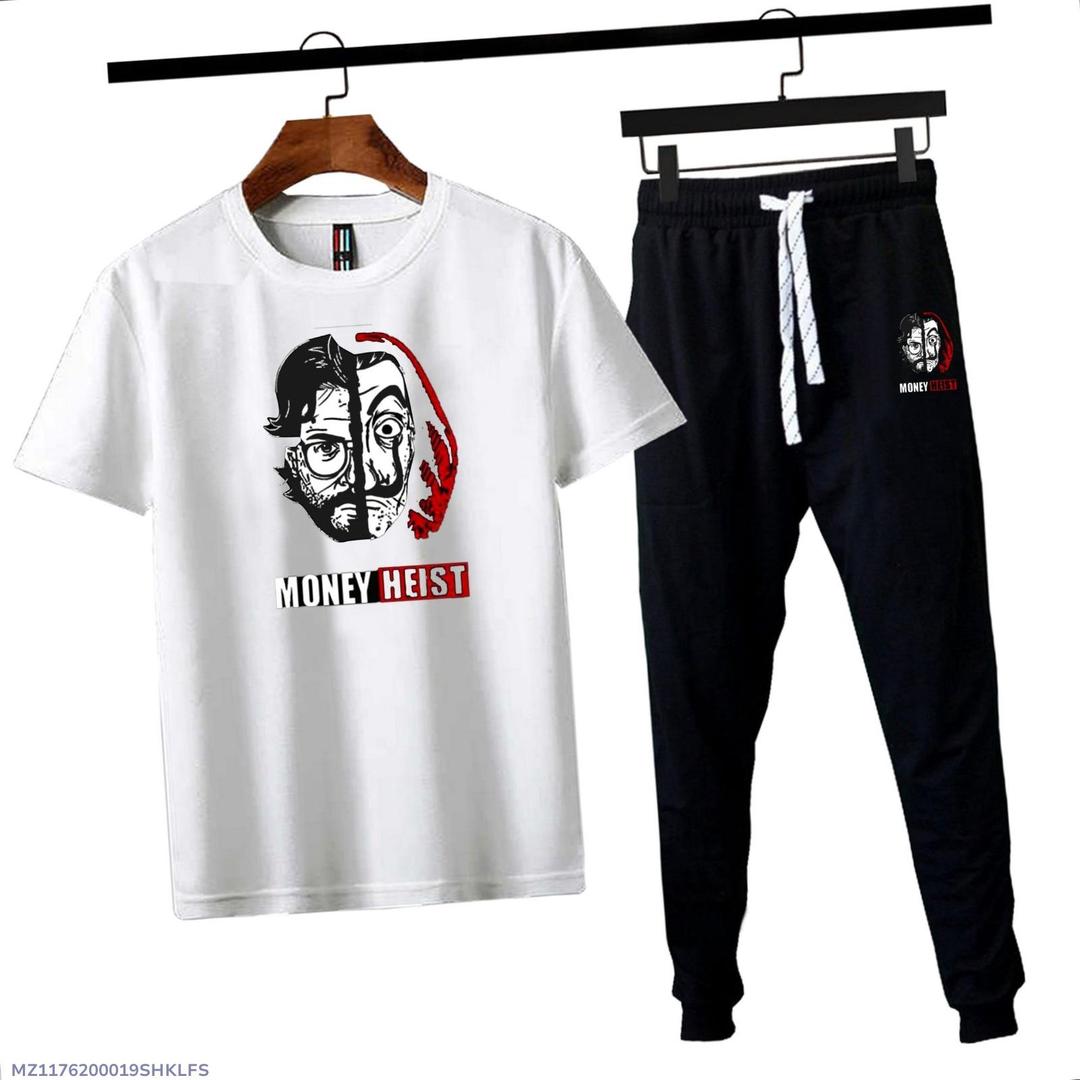 2 Pcs Men's Cotton Jersey Printed Track Suit