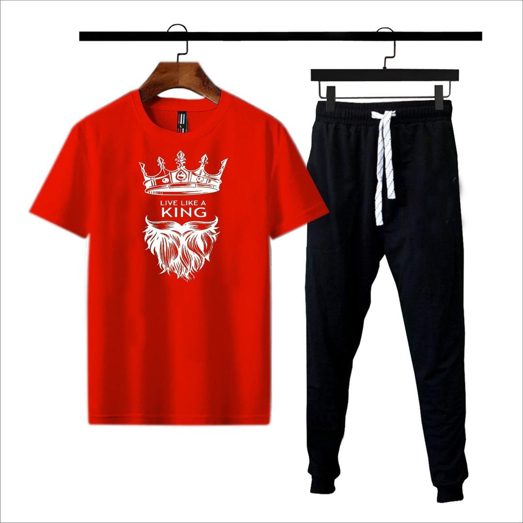 2 Pcs Men's Cotton Jersey Printed Track Suit