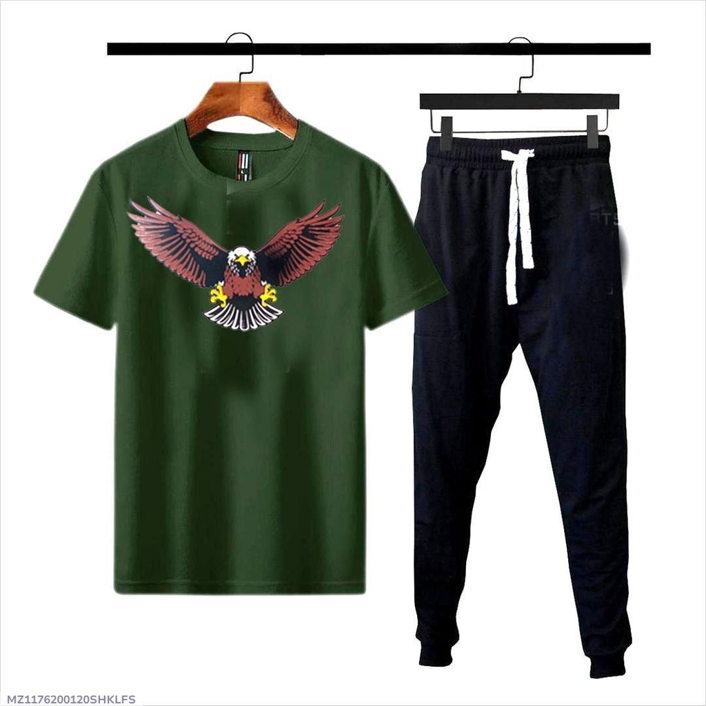 2 Pcs Men's Cotton Jersey Printed Track Suit