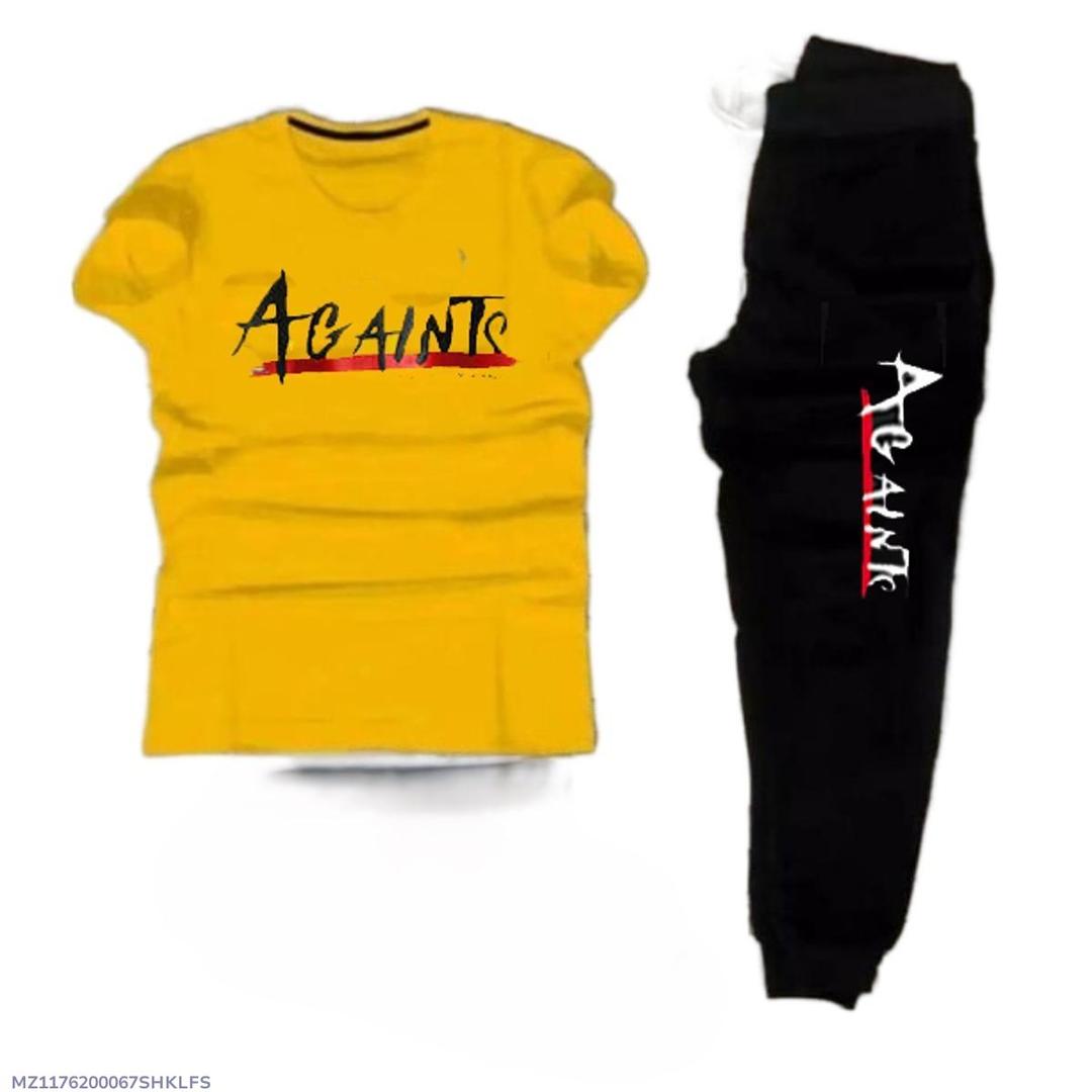 2 Pcs Men's Cotton Jersey Printed Track Suit