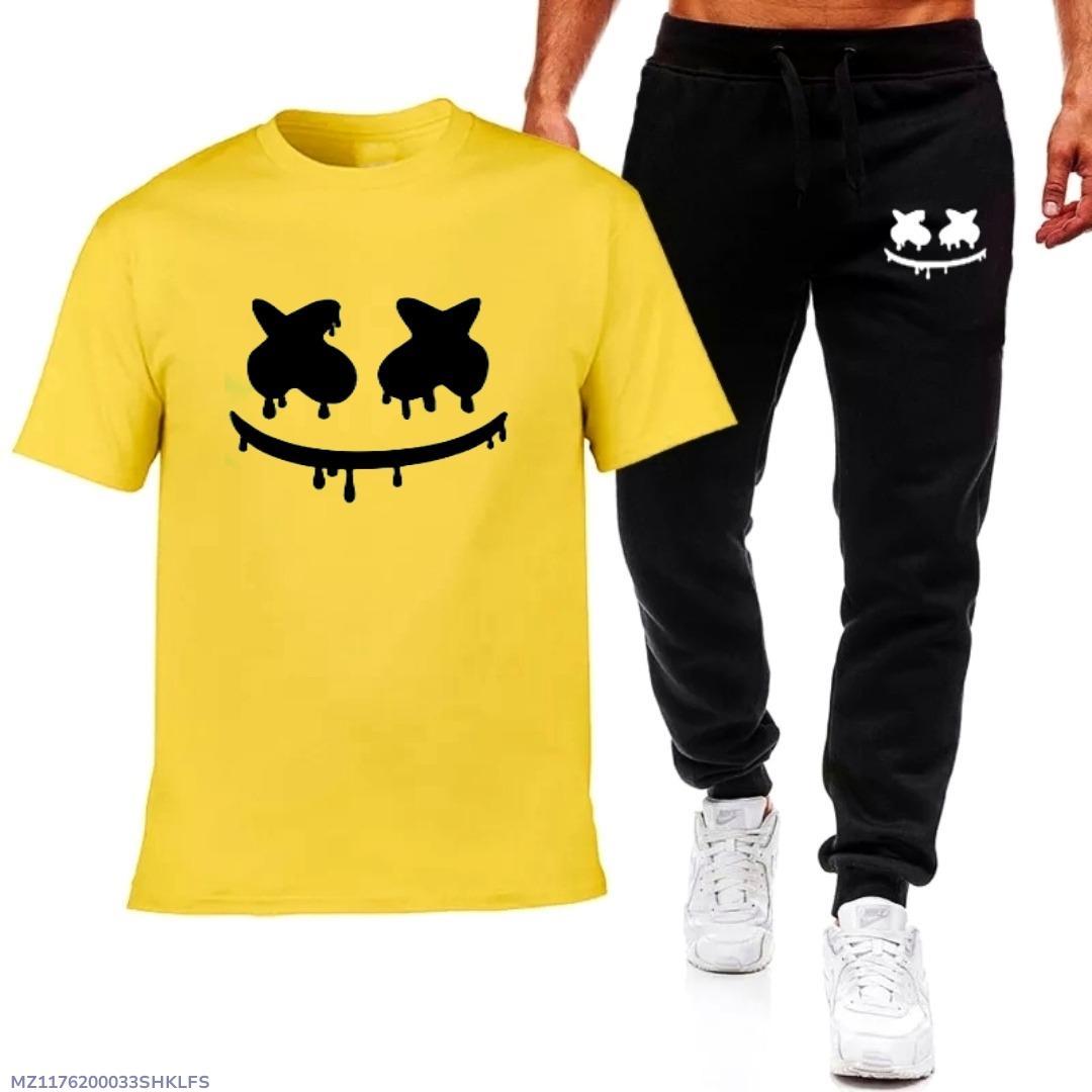 2 Pcs Men's Cotton Jersey Printed Track Suit