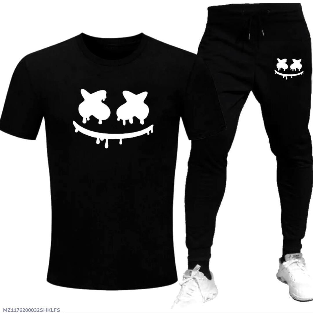 2 Pcs Men's Cotton Jersey Printed Track Suit