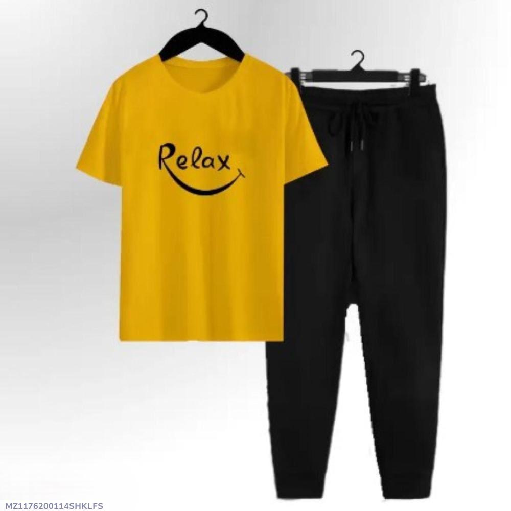 2 Pcs Men's Cotton Jersey Printed Track Suit