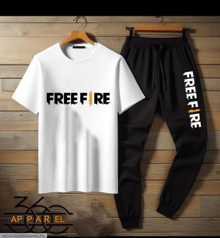 2 Pcs Men's Cotton Jersey Printed Track Suit
