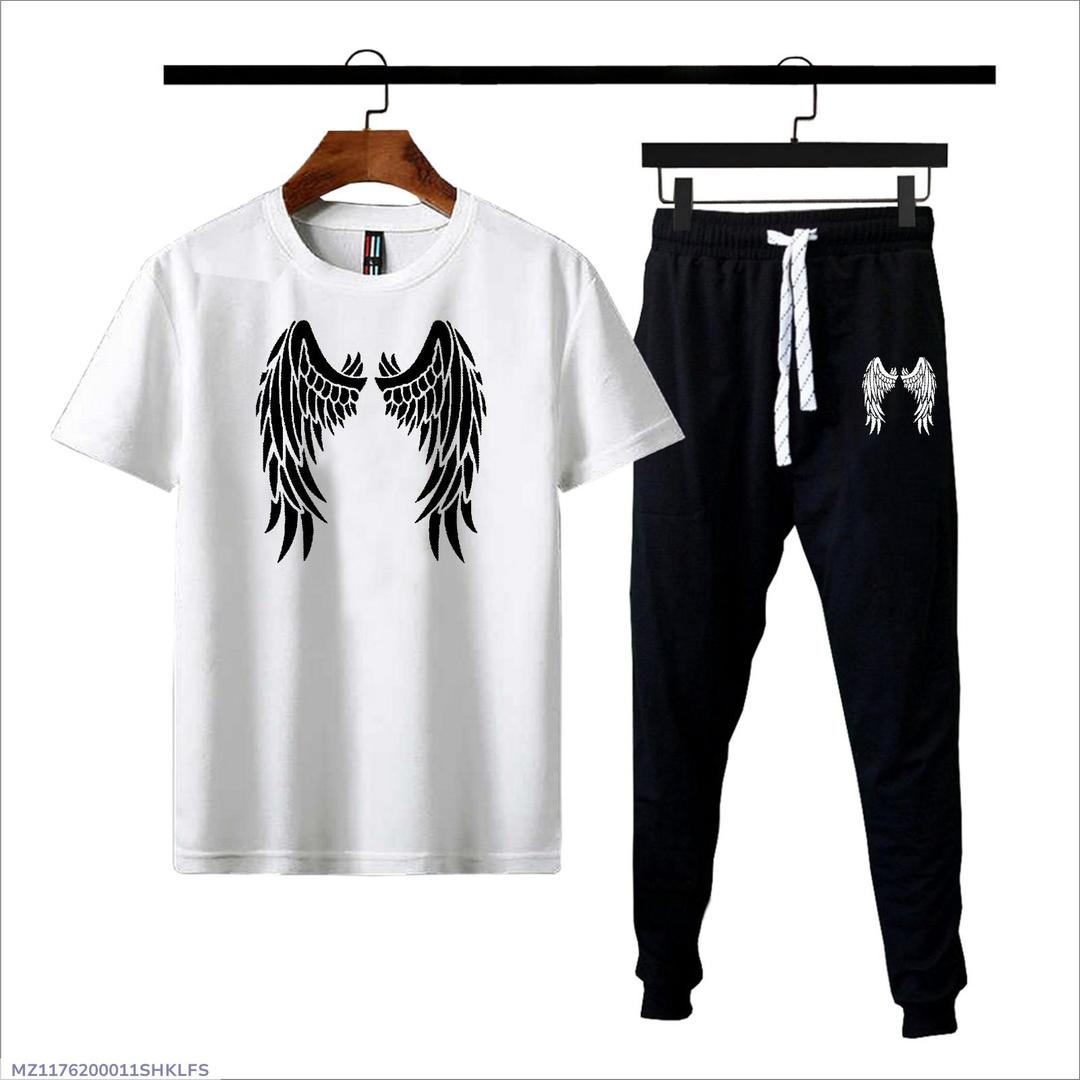 2 Pcs Men's Cotton Jersey Printed Track Suit