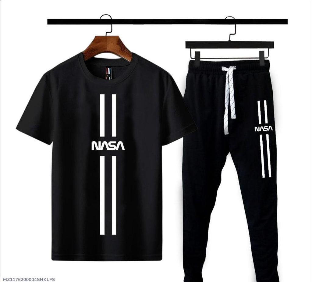2 Pcs Men's Cotton Jersey Printed Track Suit