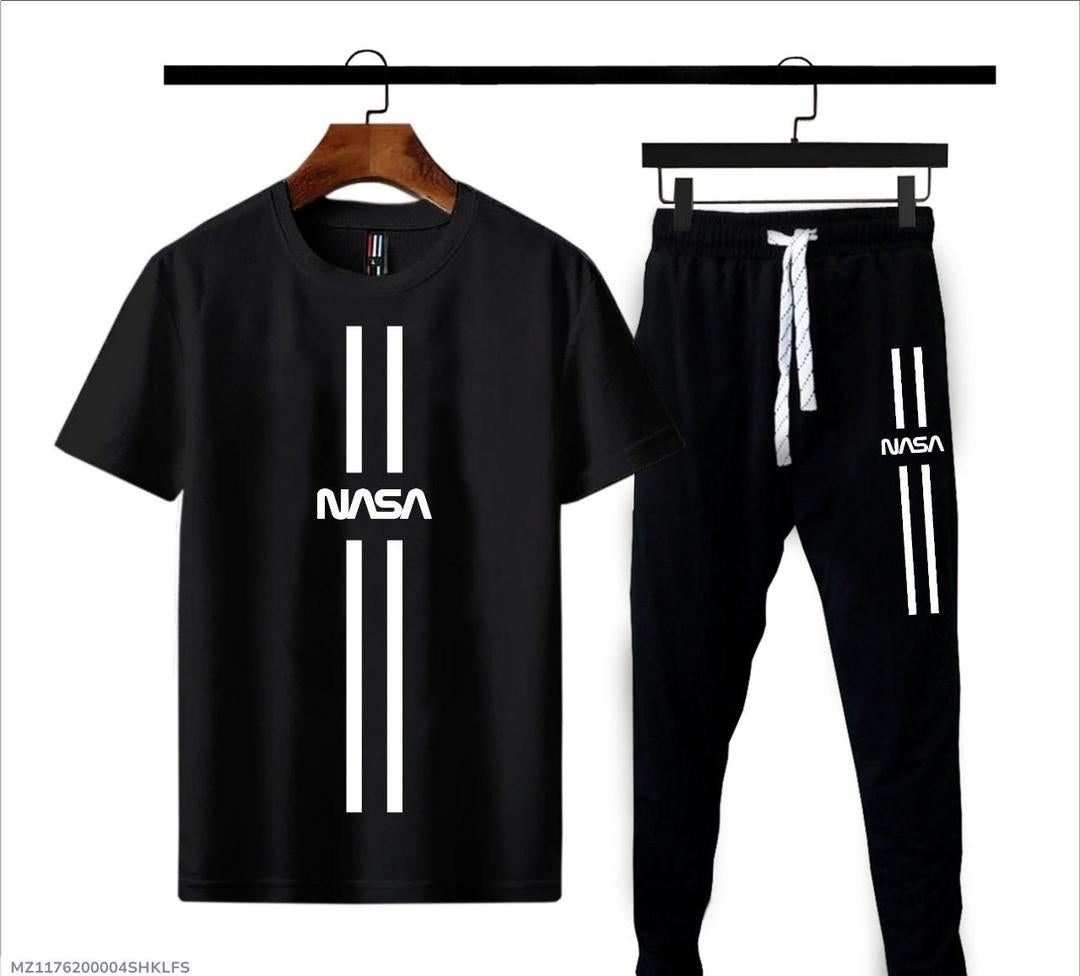 2 Pcs Men's Cotton Jersey Printed Track Suit
