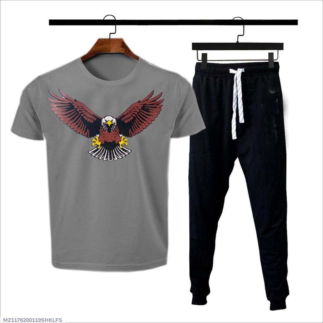 2 Pcs Men's Cotton Jersey Printed Track Suit