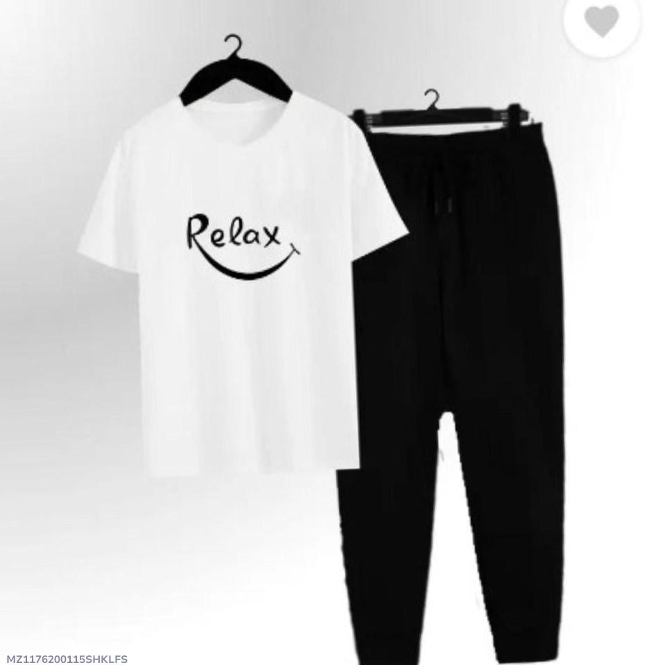 2 Pcs Men's Cotton Jersey Printed Track Suit