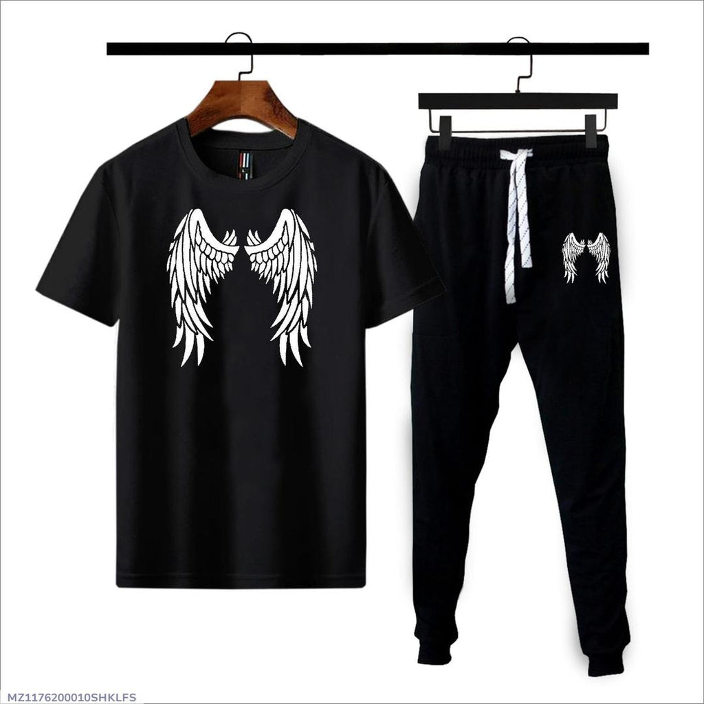 2 Pcs Men's Cotton Jersey Printed Track Suit