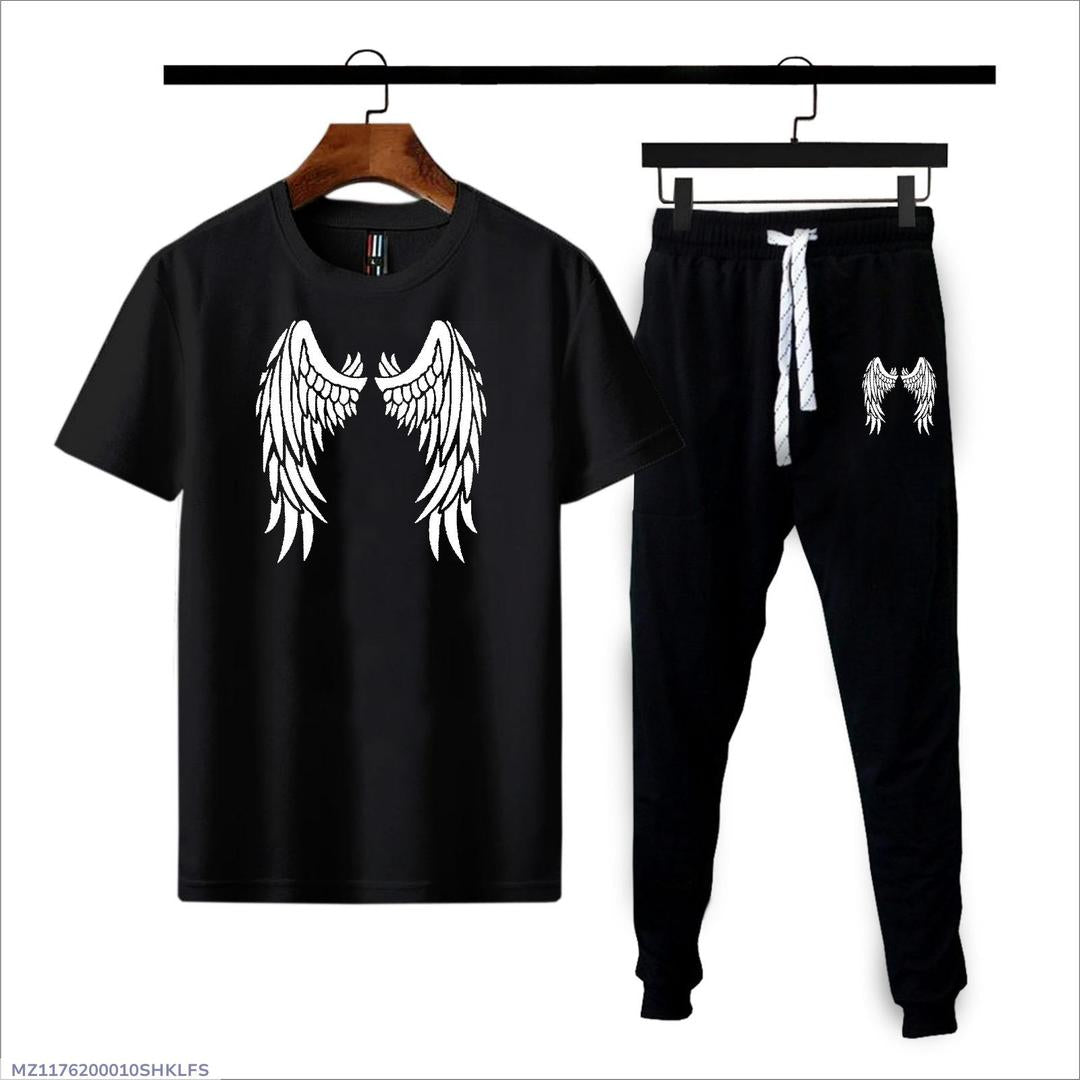 2 Pcs Men's Cotton Jersey Printed Track Suit