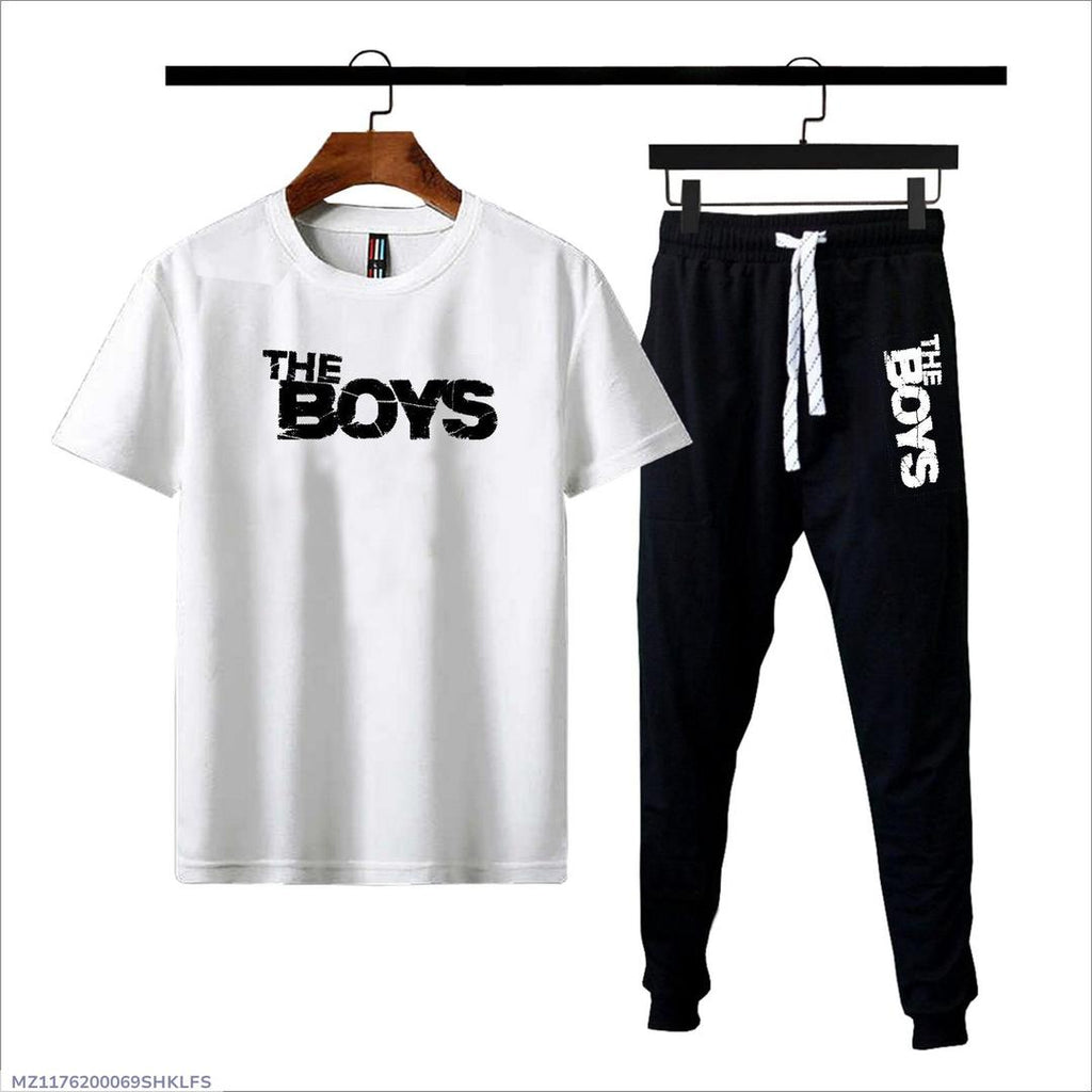 2 Pcs Men's Cotton Jersey Printed Track Suit