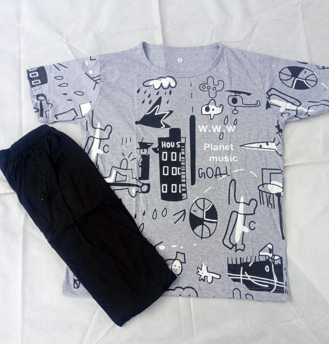 Comfortable Cotton Jersey Printed Night Suit - 2 Pcs Set