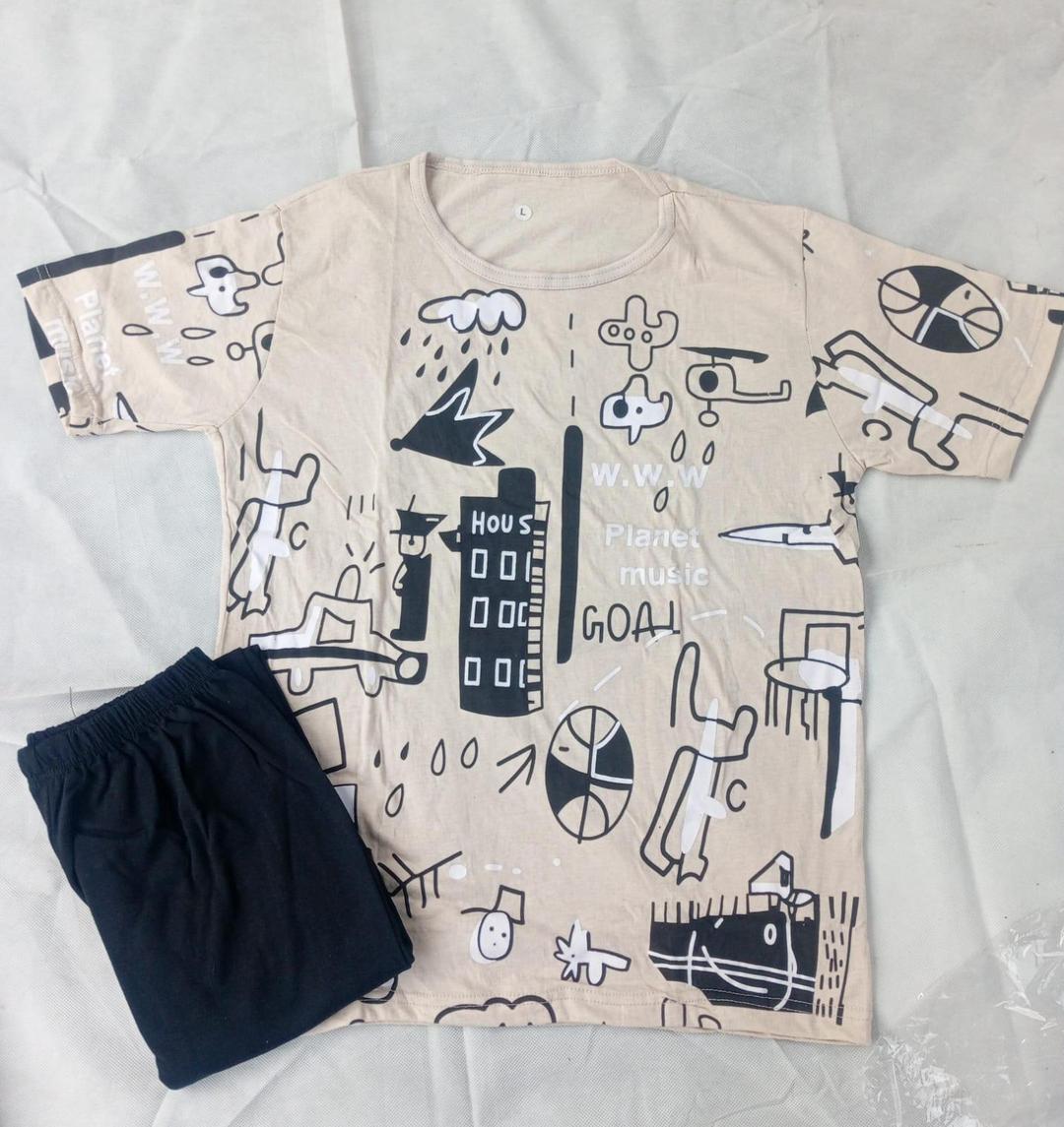 Comfortable Cotton Jersey Printed Night Suit - 2 Pcs Set